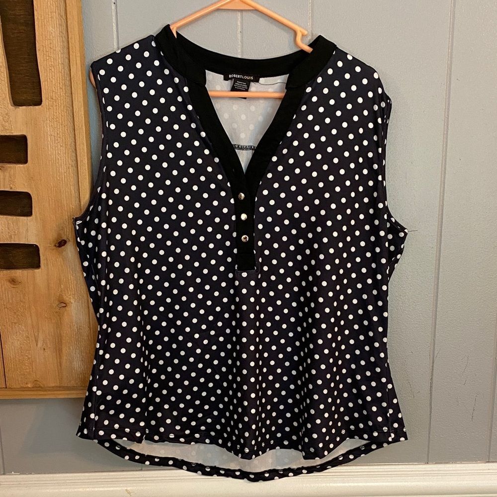 Robert Louis Black and White Polka Dot Blouse